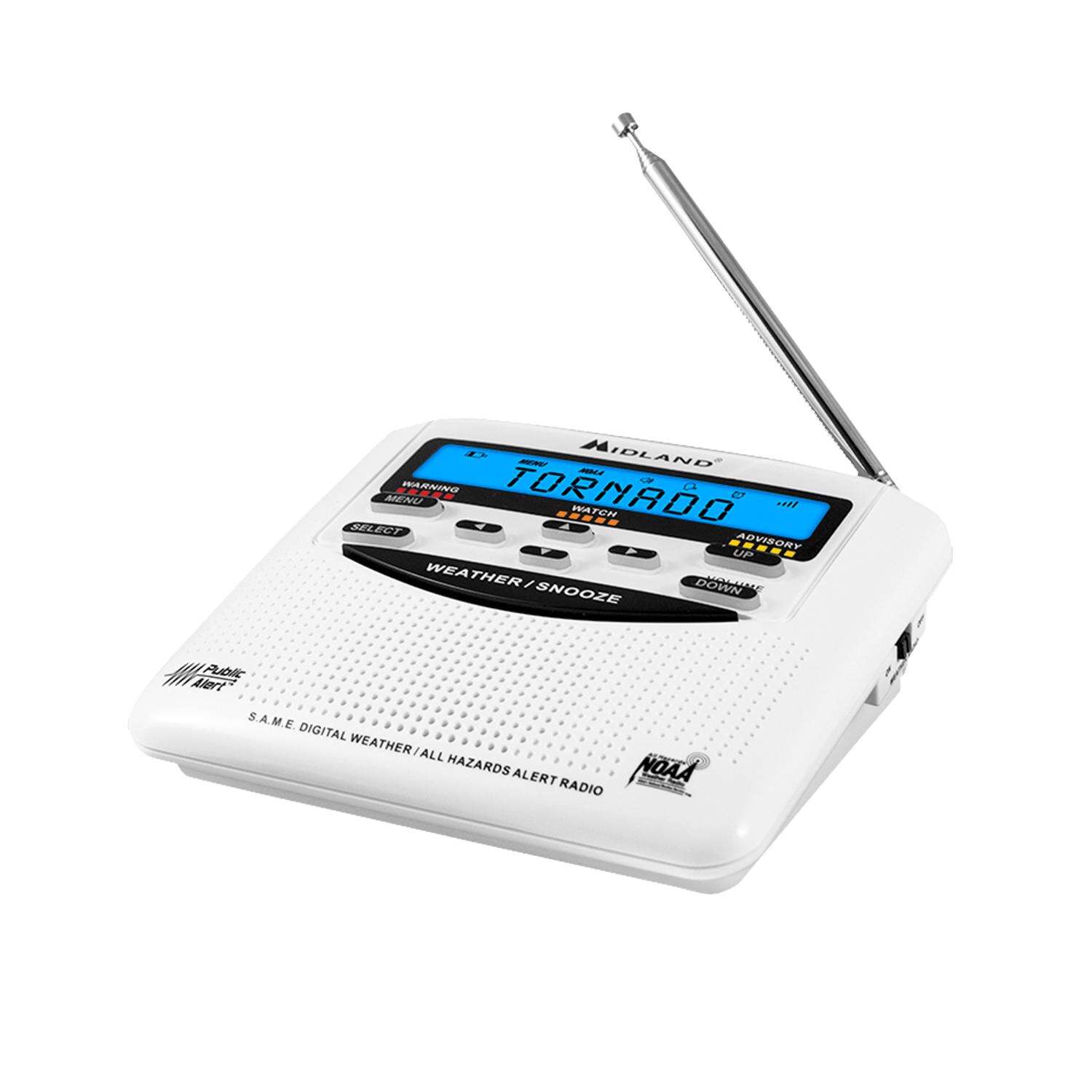 Midland White NOAA Weather Alert Radios Digital Battery Operated