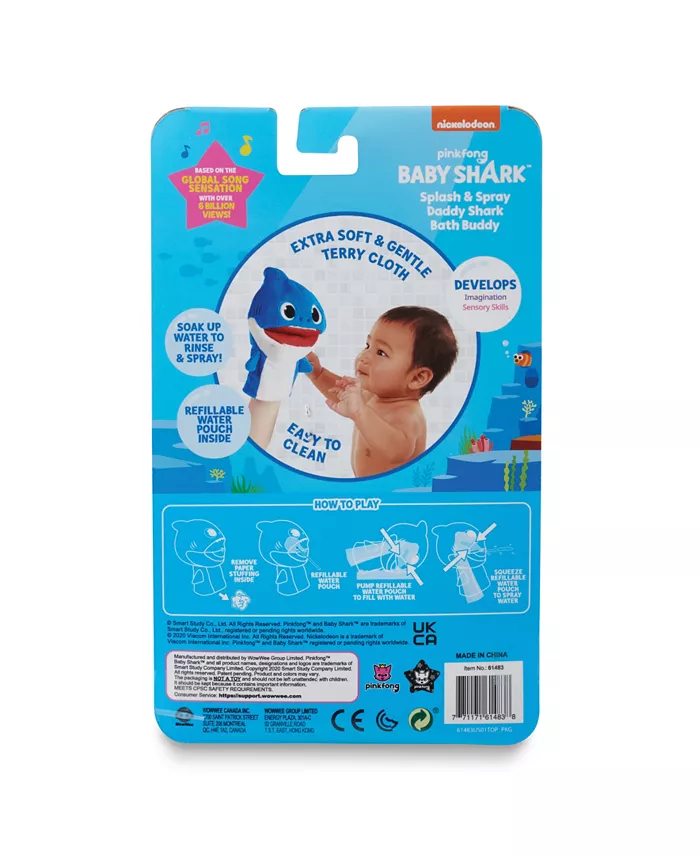 Baby Shark Macys Pinkfong Official Splash and Spray Daddy Shark Bath Buddy by WowWee