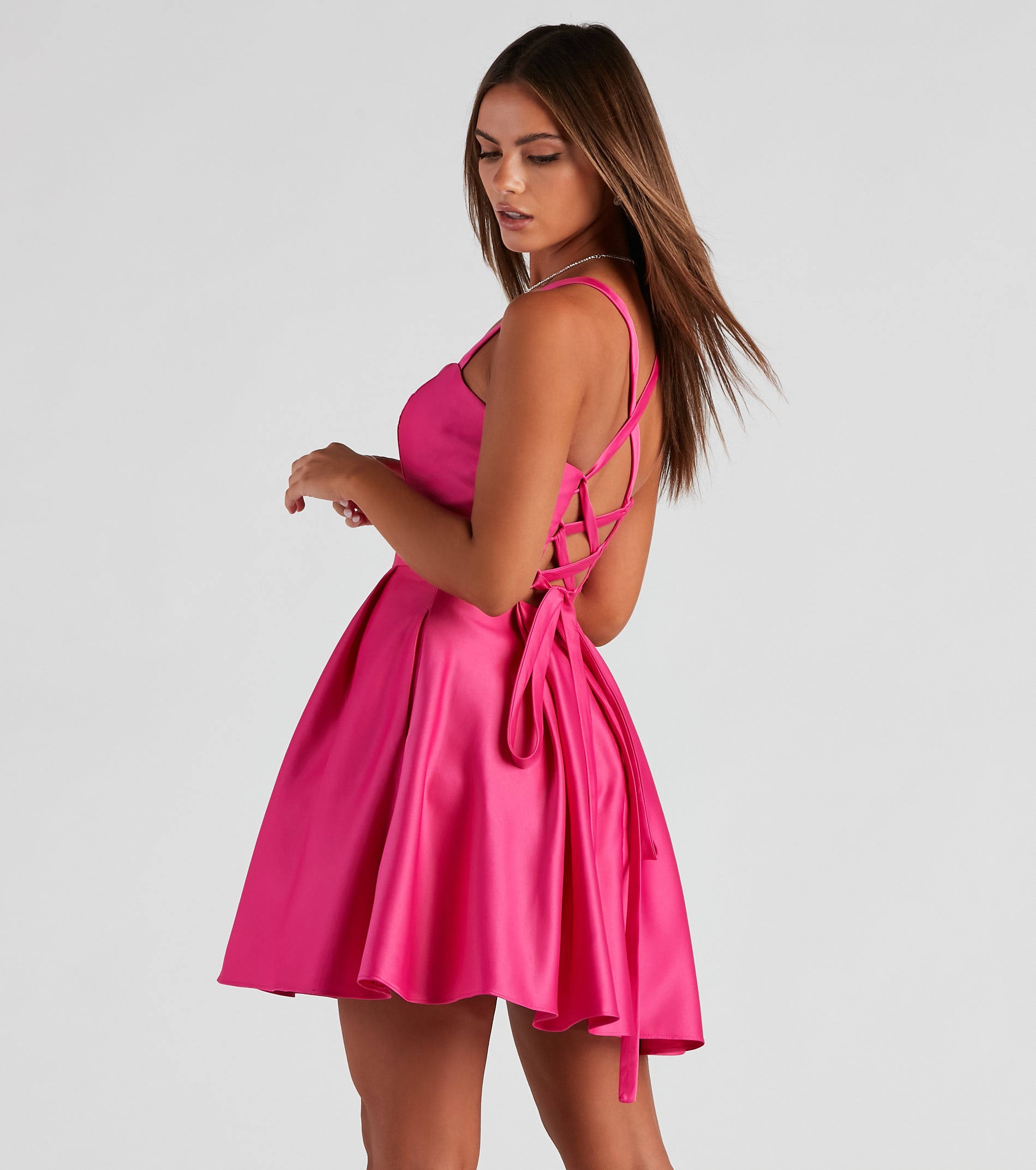 Shayna Lace-Up Skater Party Dress