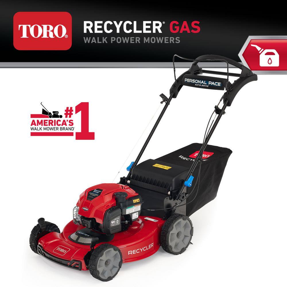 Toro Recycler 22 in. Briggs  Stratton SmartStow Personal Pace High-Wheel Drive Gas Walk Behind Self Propelled Lawn Mower 21465