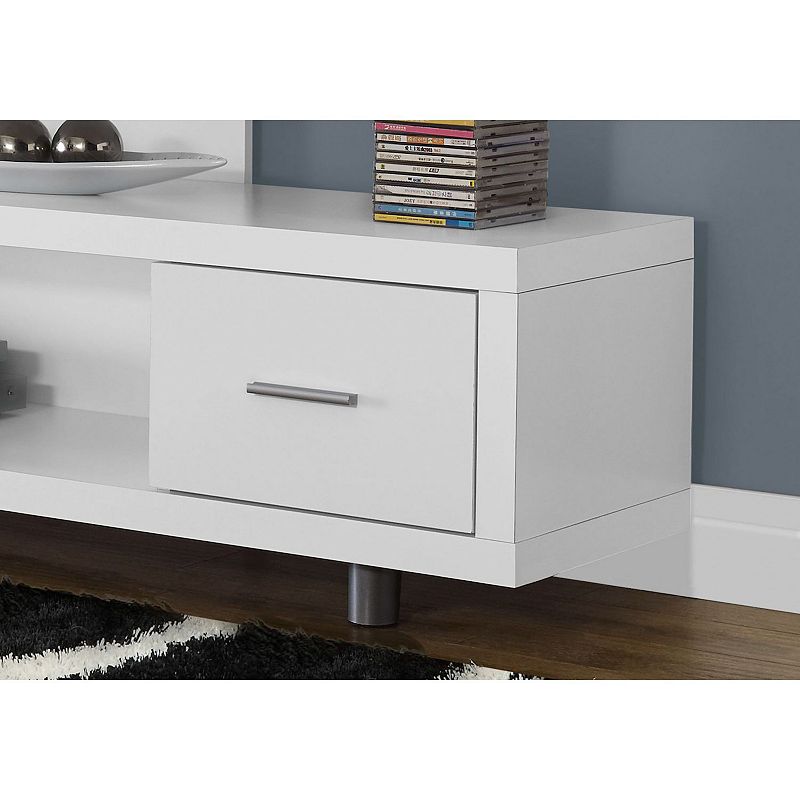 60 White Contemporary Rectangular TV Stand with Drawer