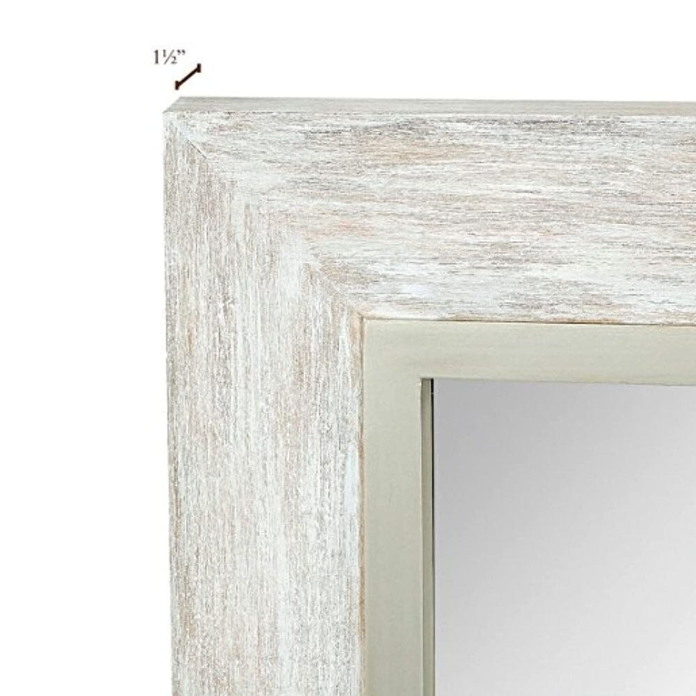 Large White Washed Framed Mirror (24