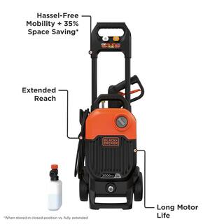 BLACK+DECKER 2000 PSI 1.2 GPM Cold Water Electric Pressure Washer with Integrated Wand and Hose Storage BEPW2000