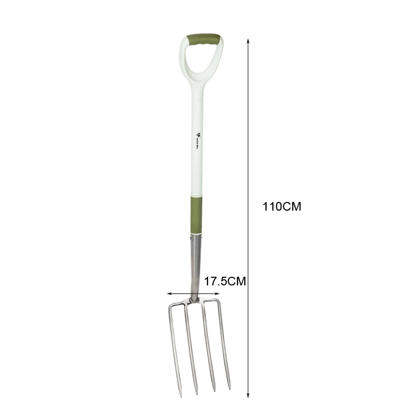 Weeding Fork Long Wooden Handle Stainless Steel Hand Fork Garden Tools