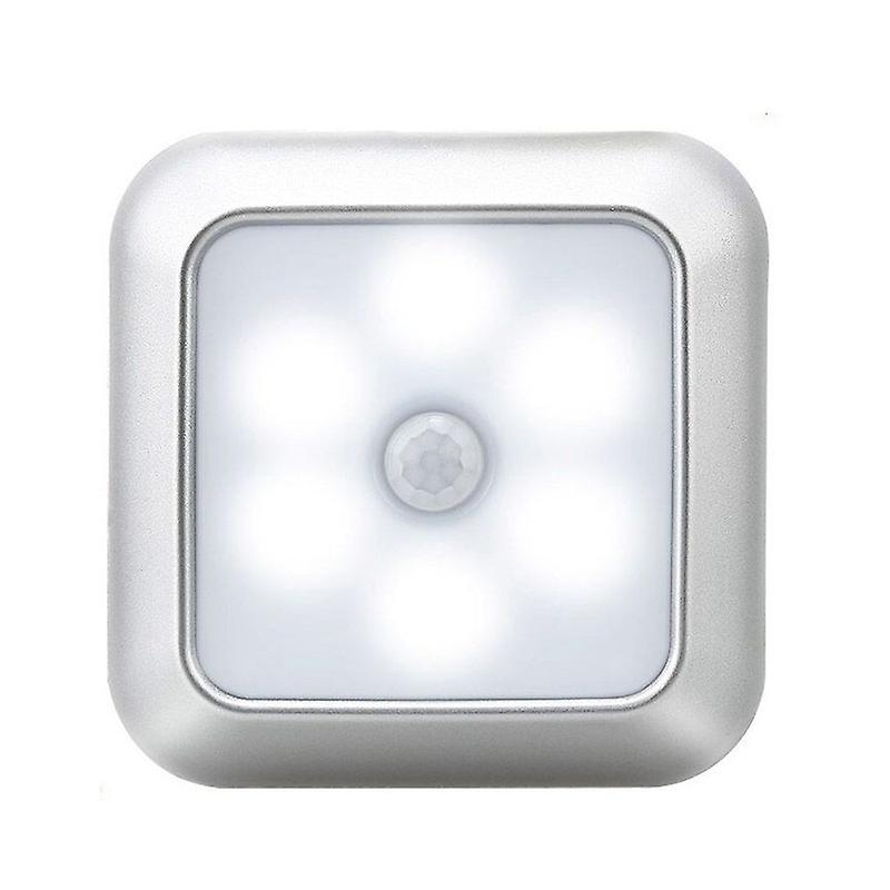 6led Square Motion Sensor Night Light Pir Induction Under Cabinet Lights Stairs Kitchen Closet Lamp