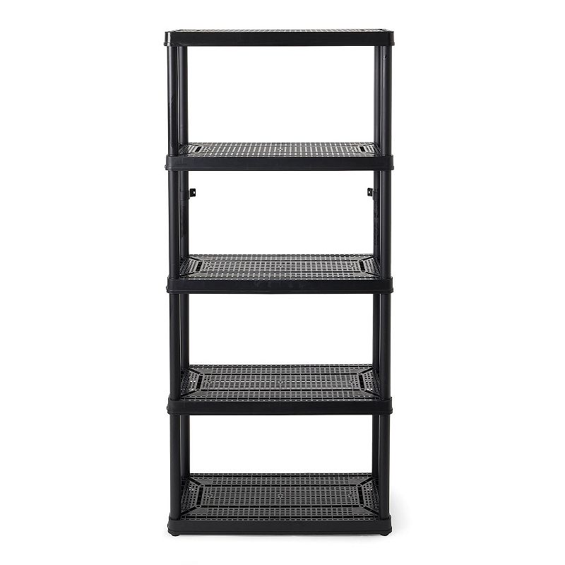 Gracious Living 5 Shelf Fixed Height Ventilated Medium Duty Storage Unit， Black