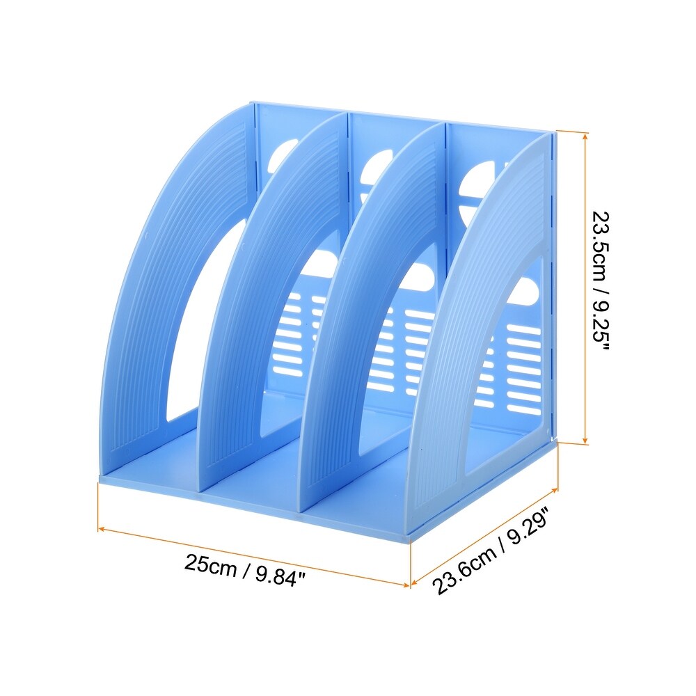 Magazine File Holder  Plastic Vertical 3 Compartment Storage Rack   3 Compartment