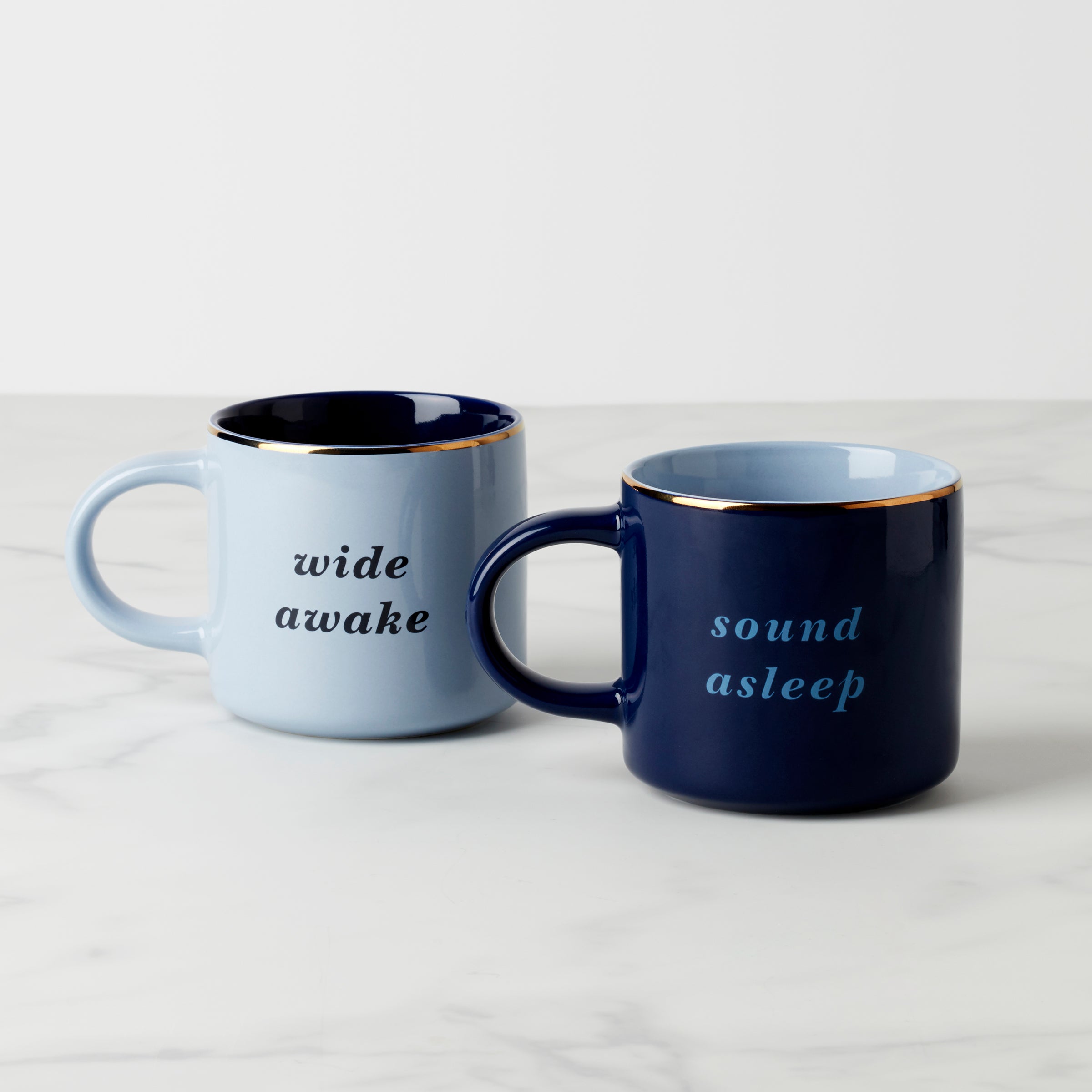 Wide Awake & Sound Asleep Mugs, Set of 2