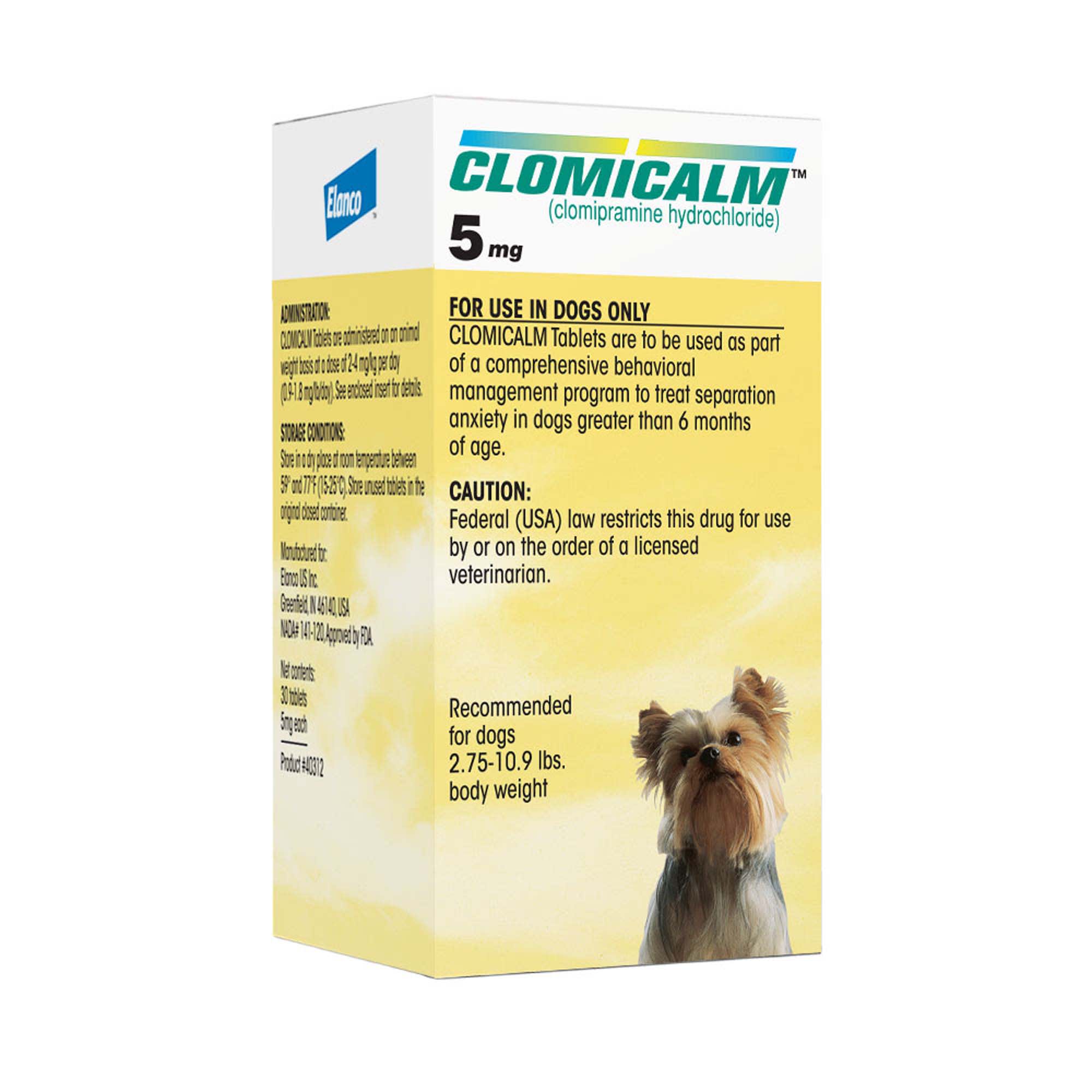 Clomicalm 5 mg for Dogs， 30 Tablets