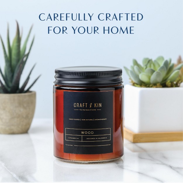 Craft amp Kin Wood Wick All natural Soy Aromatherapy Candle In Amber Glass Jar