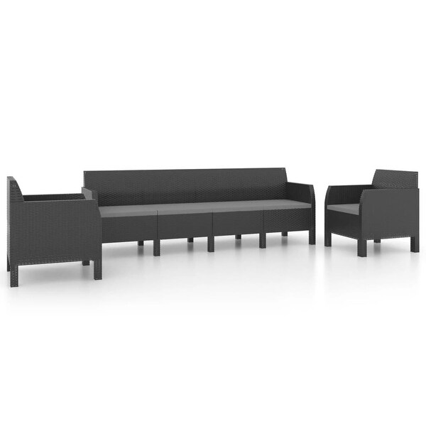 3 Piece Patio Lounge Set with Cushions PP Rattan Anthracite - Overstock - 36363413