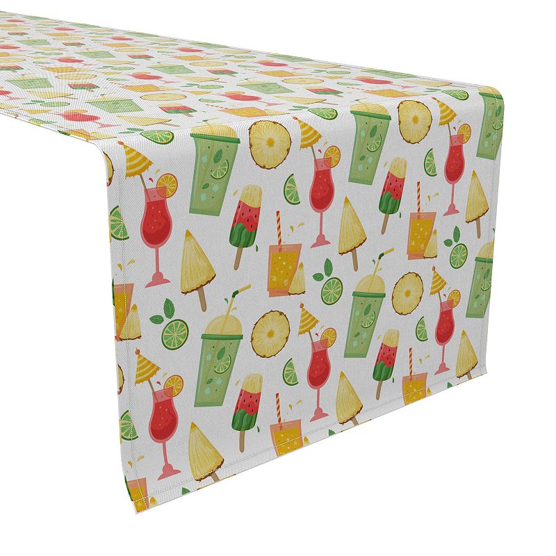 Table Runner， 100% Cotton， 16x72， Fruity Summer Beverages