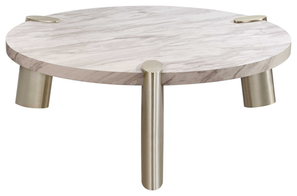 HomeRoots 48 quotX 48 quotX 17 quotWhite Marble Coffee Table   Contemporary   Coffee Tables   by VirVentures  Houzz