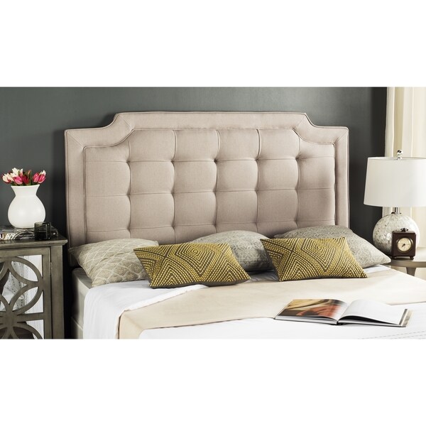 SAFAVIEH Saphire Taupe Upholstered Tufted Headboard (King) - - 11923945