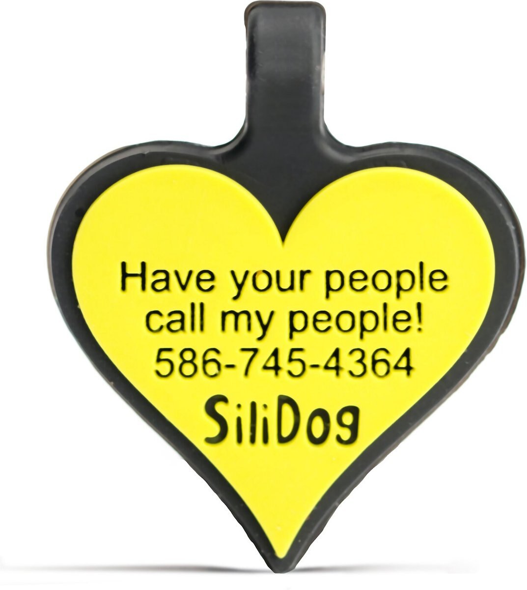 SiliDog The Silent Dog Tag Silicone Heart Personalized Dog and Cat ID Tag