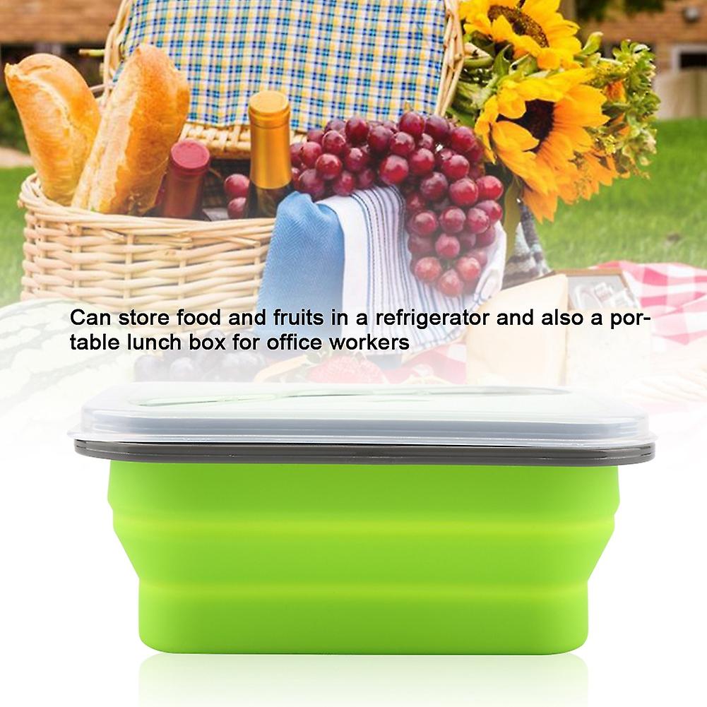 600ml Silicone Collapsible Portable Lunch Box Bowl Folding Food Storage Container Green