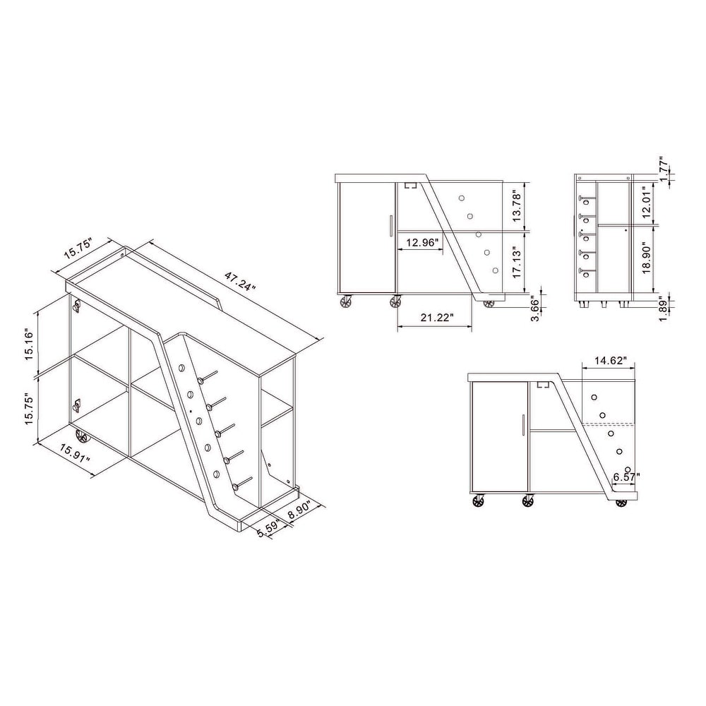 Furniture of America Tern Modern 6 shelf Mobile Wine Cabinet
