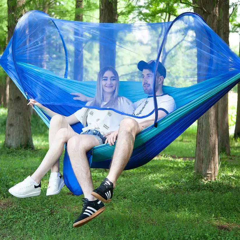 210T Portable 2 Person Outdoor Parachute Nylon camping Hammock With Mosquito Net