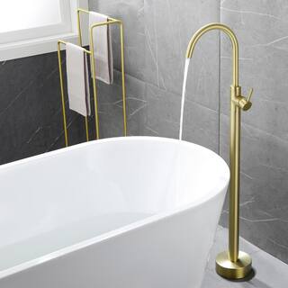 Nestfair Single-Handle Floor Mount Roman Tub Faucet in Brushed Gold SMD8033G