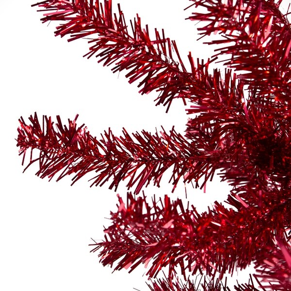 7' Metallic Red Tinsel Artificial Christmas Tree