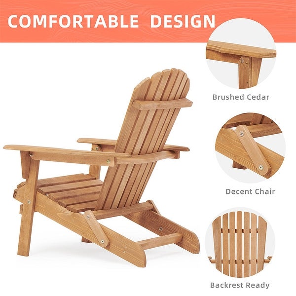 Wood Folding Adirondack Chair Set of 2， Lounge Chair for Outdoor - 31