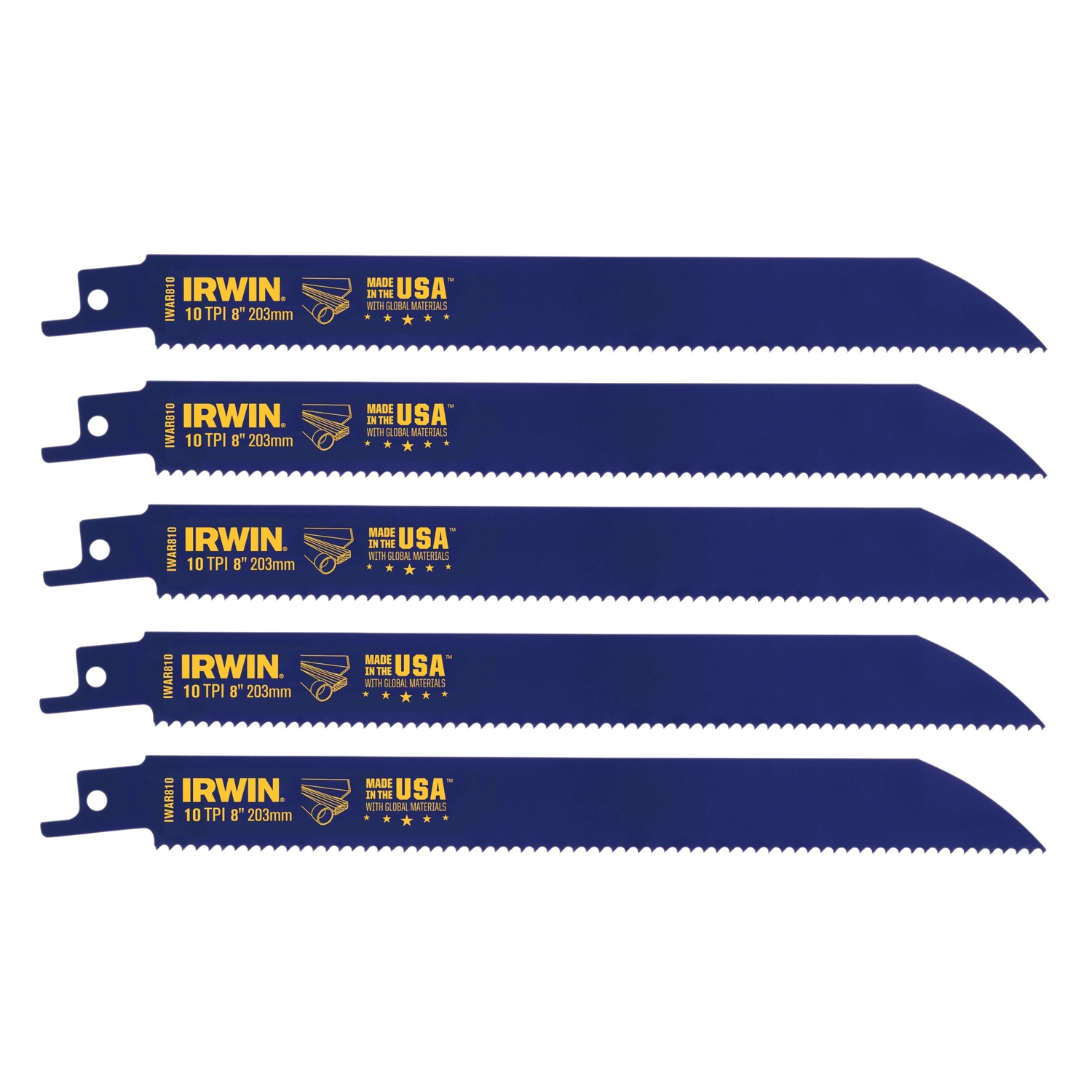 Irwin WeldTec 8 in. Bi-Metal Reciprocating Saw Blade 10 TPI 5 pc