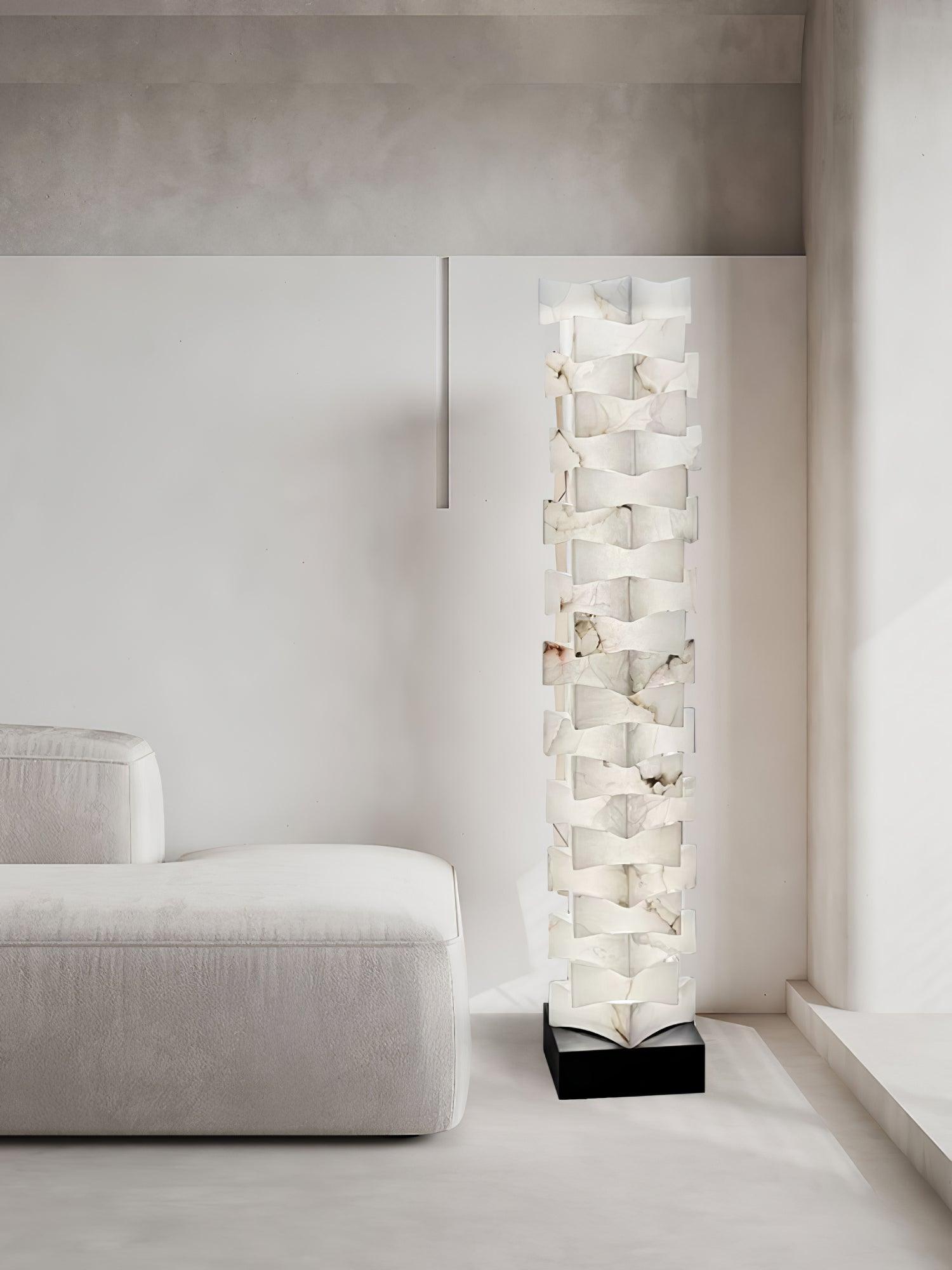 Stacked Alabaster Squares Floor Lamp