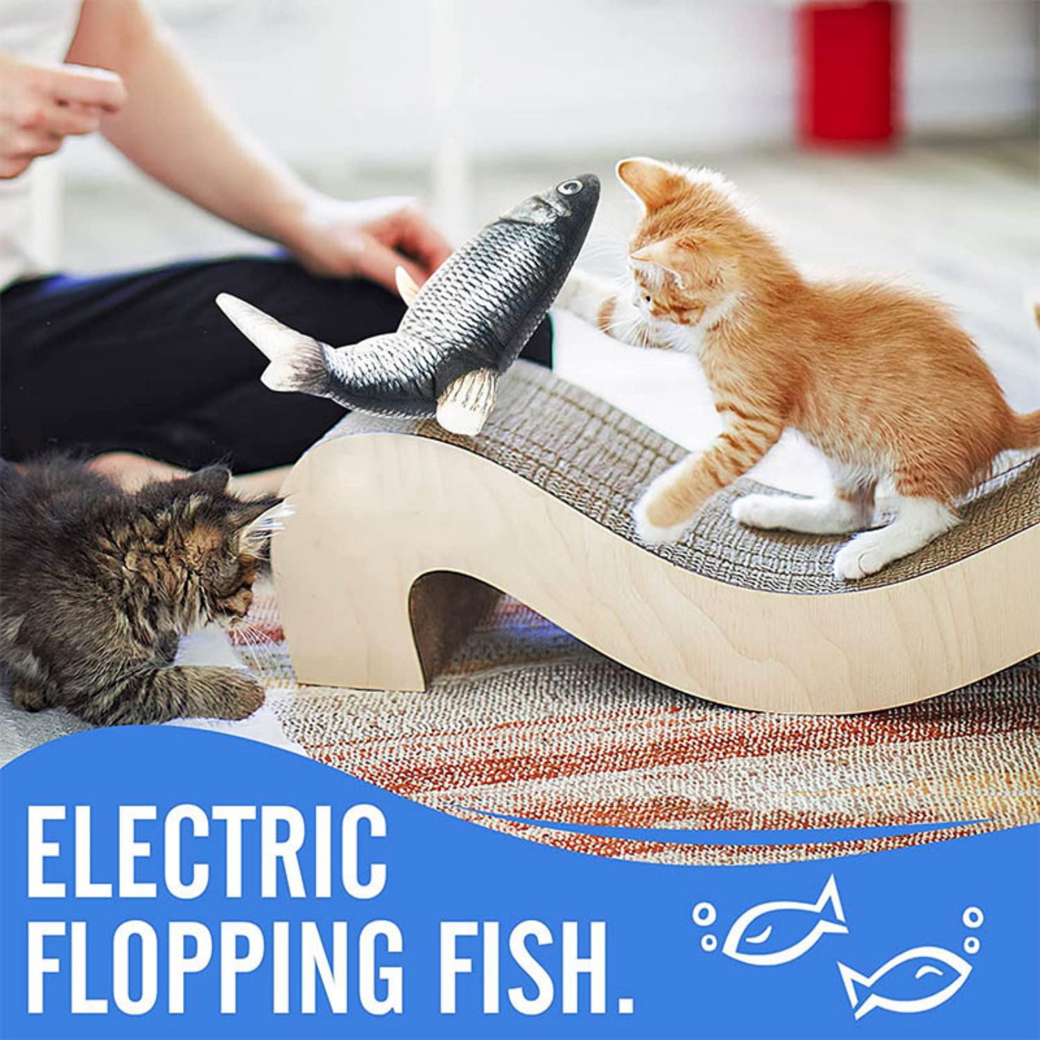 HKEEY Floppy Fish Cat Toy， Upgraded for Cat Toys for Indoor Cats， Interactive Cat Toys for Cat Exercise， Wiggle Fish Catnip Toys