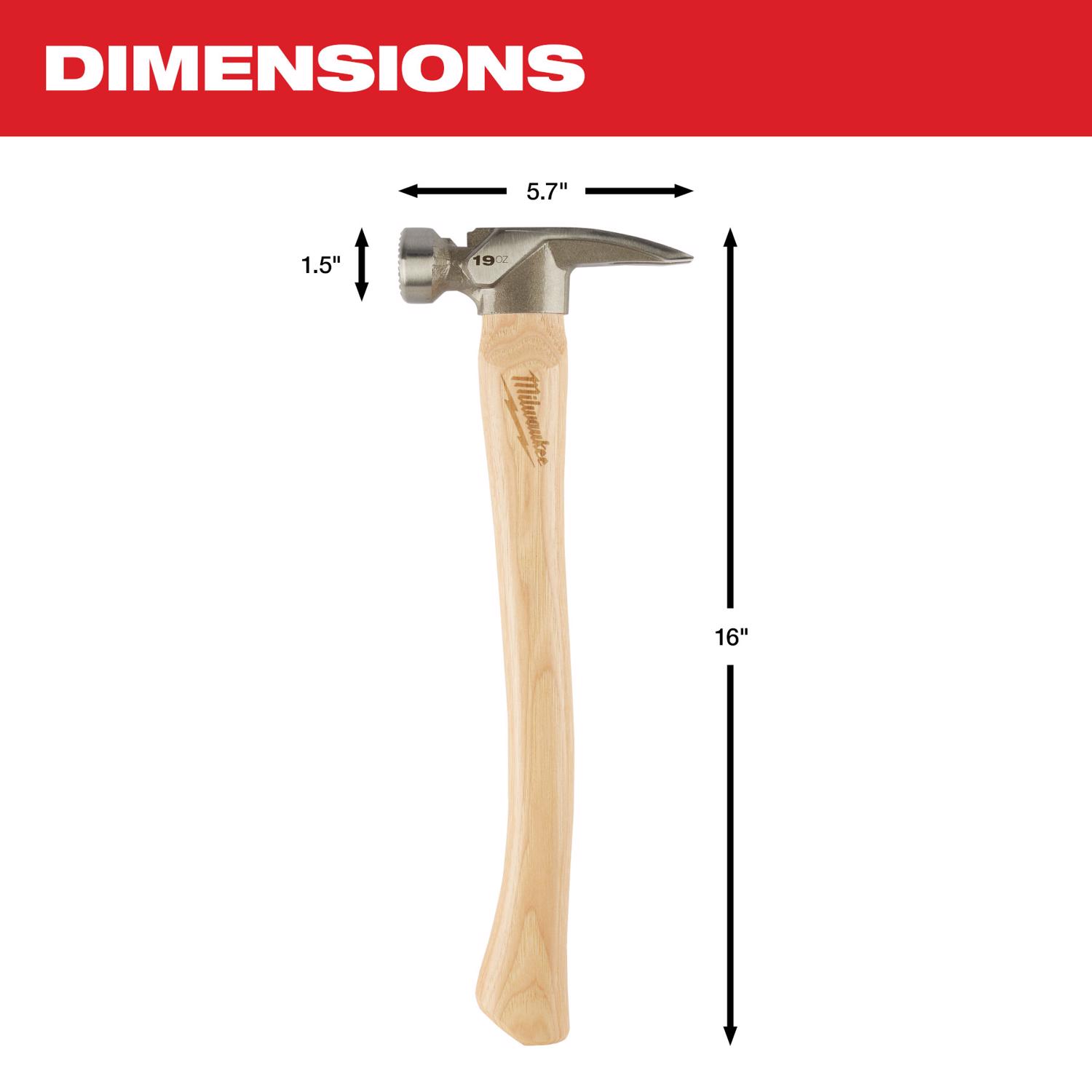 MW 19 oz Milled Face Framing Hammer 16 in. Hickory Handle