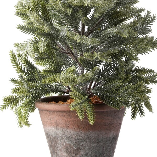 24inch Potted Frosted Mini Spruce Trees (Set of 2)