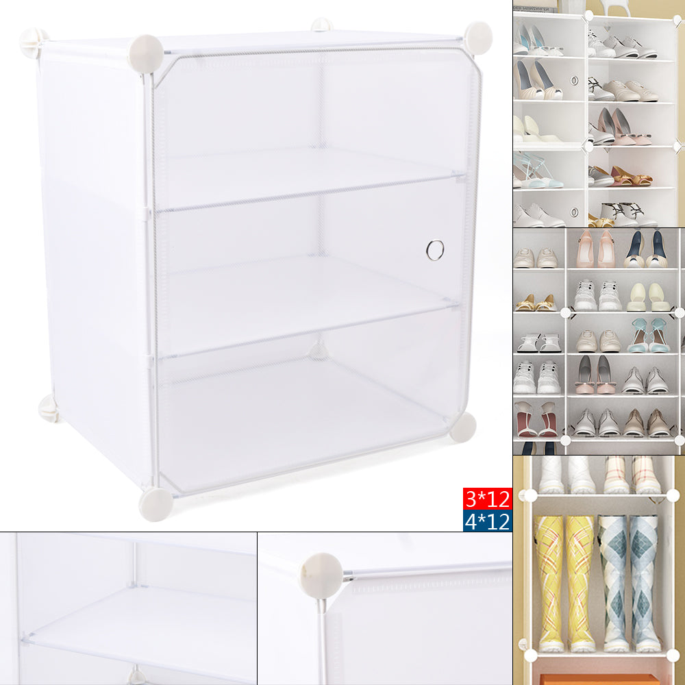 ANQIDI Dust-proof Shoe Rack Organizer 12-Tiers Stackable 72 Pairs DIY Shoe Storage Cabinets Stand Clear Plastic Shoe Boxes (3*12)