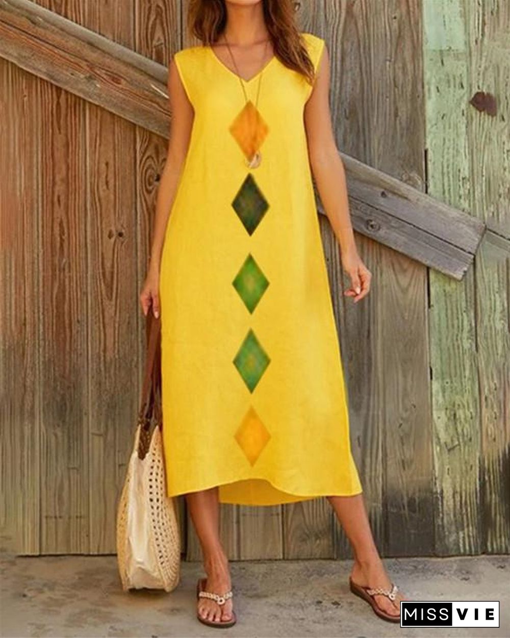 Rectangle Sleeveless Women Holiday Daily Fashion Maxi Dresses