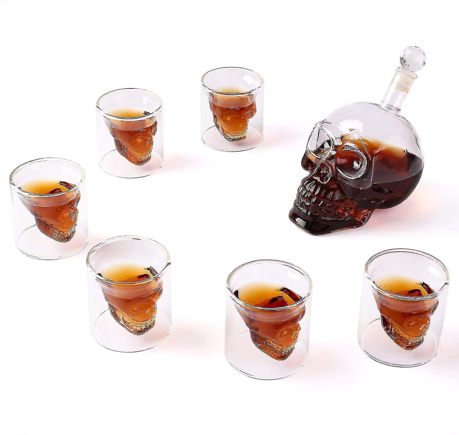 350/550 Ml Skull Shot Glasses Set， Skull Wine Bottle With 6 Skull Glasses， Perfect For Colored Drink