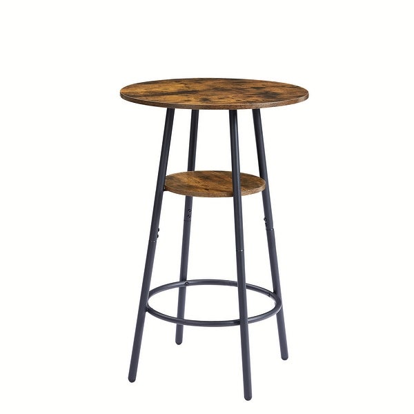 3PC Multifunctional Bar Set Double Layer Round Bar Table with 2 Bar Stools