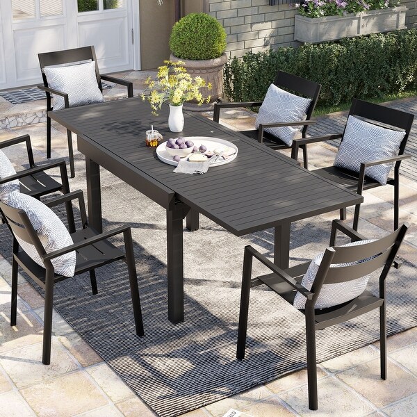 Pellebant Outdoor Aluminum Expandable Patio Dining Table