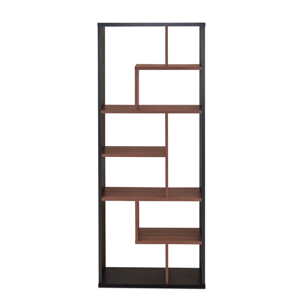 Mylinh Black and Walnut 6 tier Bookshelf