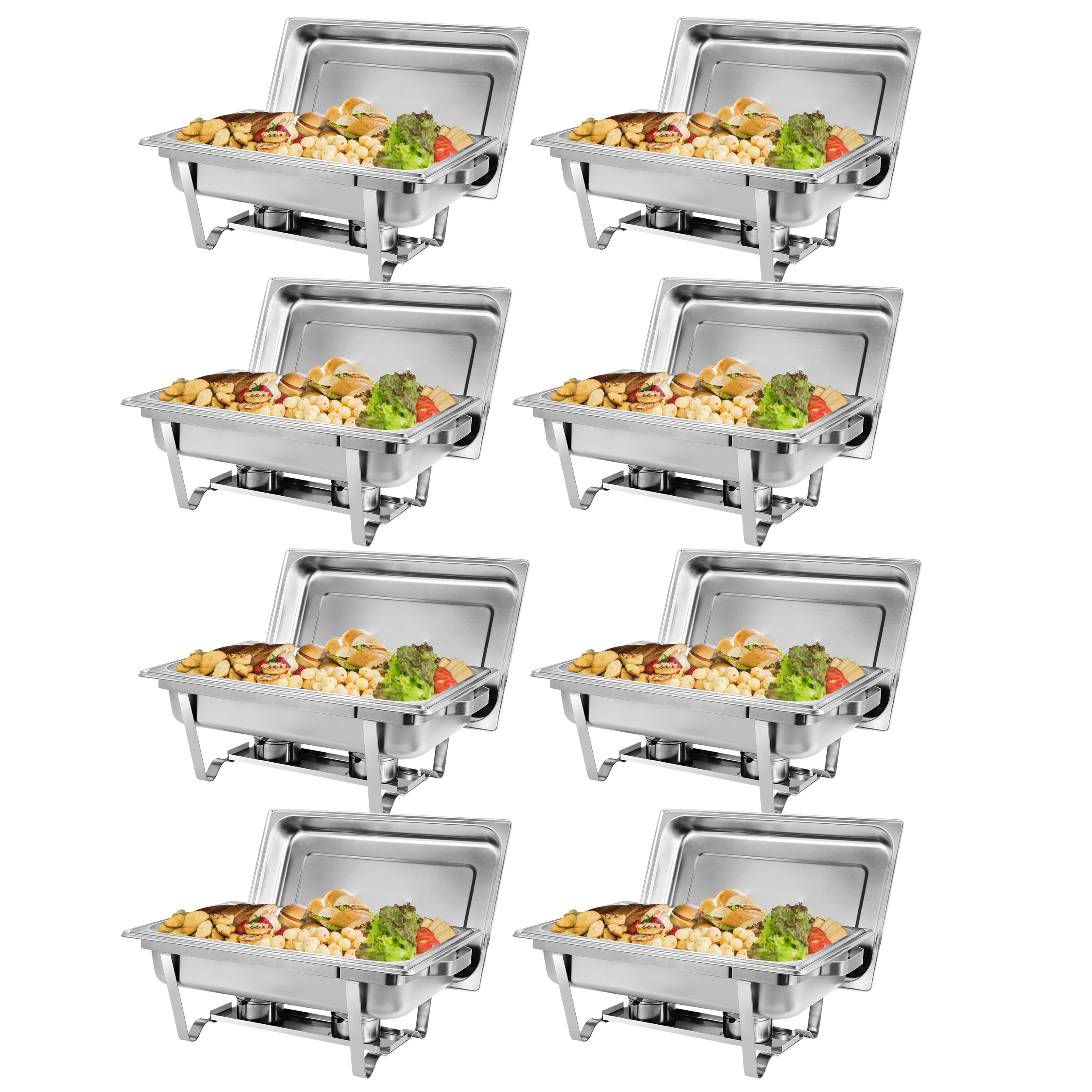 ZENY Stainless Steel Chafing Dish Full Size 8 Packs 8 Quart for Catering Buffet Party Gathering - Silver