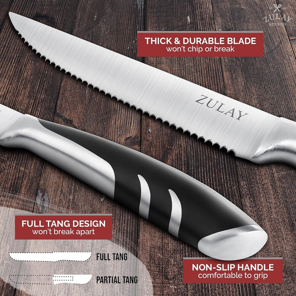 Ultra Sharp Serrated Steak Knives with Comfortable Non slip Handle Set of 4
