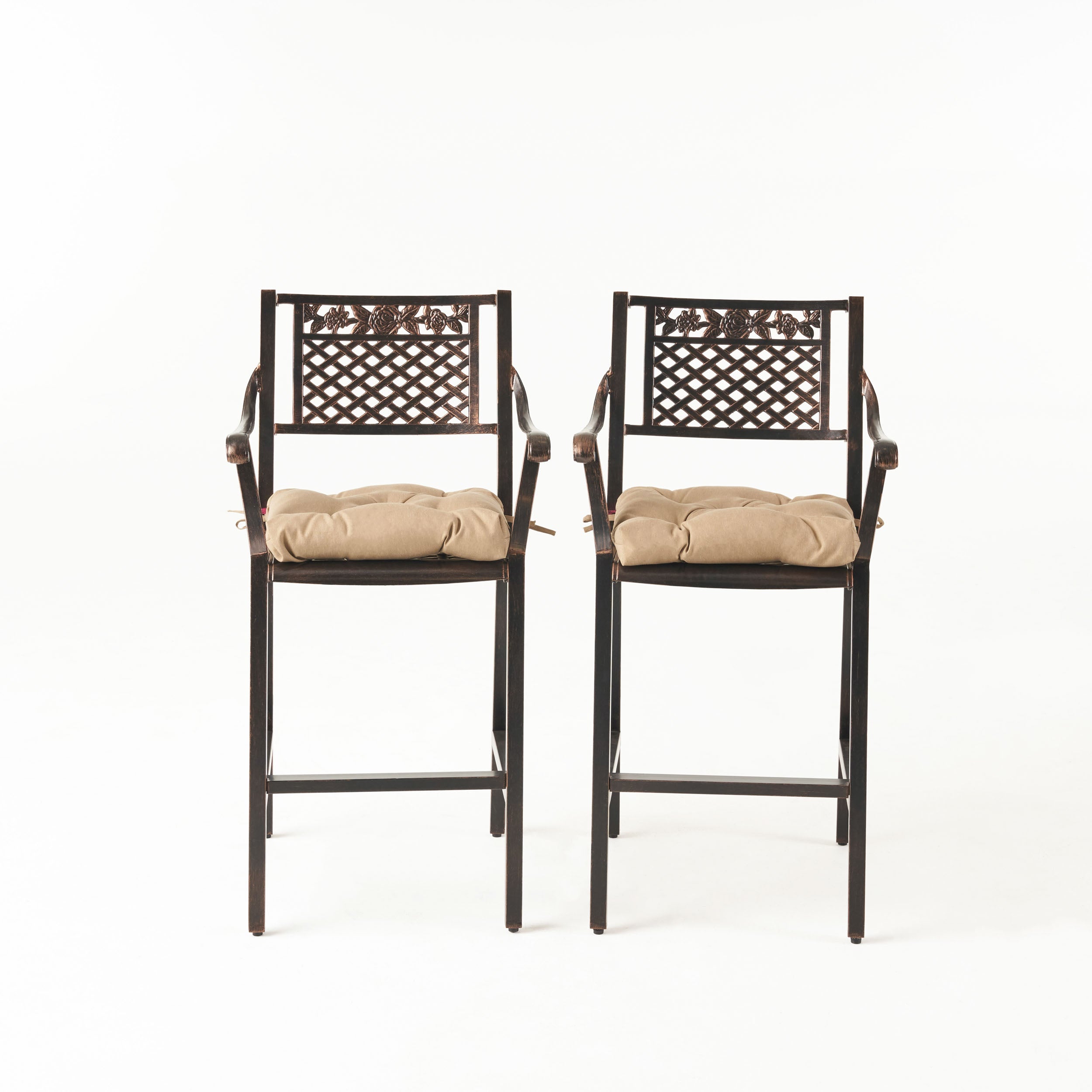 Rachel Outdoor Barstool with Cushion (Set of 2)