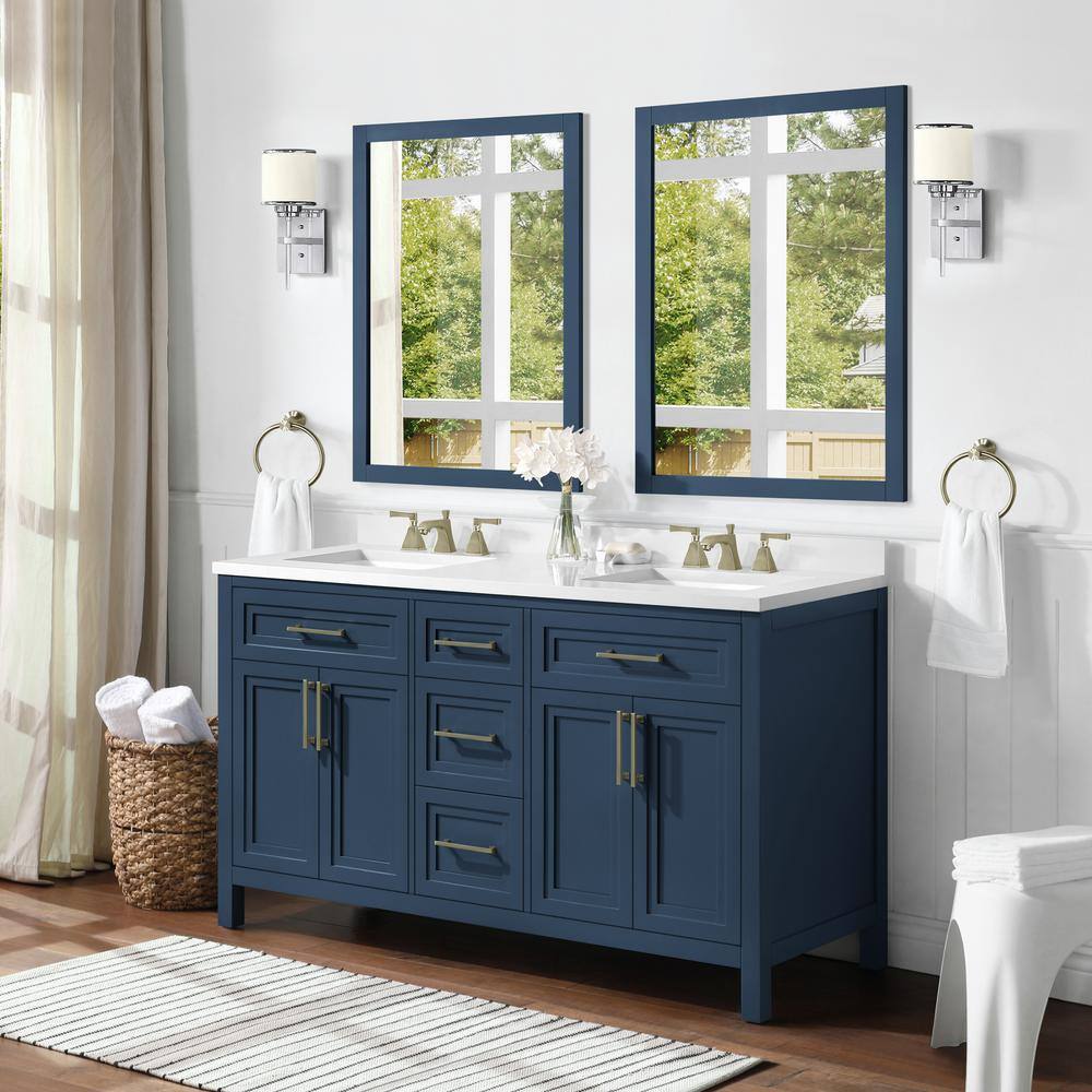 Home Decorators Collection Mayfield 28.00 in. W x 36.00 in. H Framed Rectangular Bathroom Vanity Mirror in Grayish Blue Mayfield MR-GB