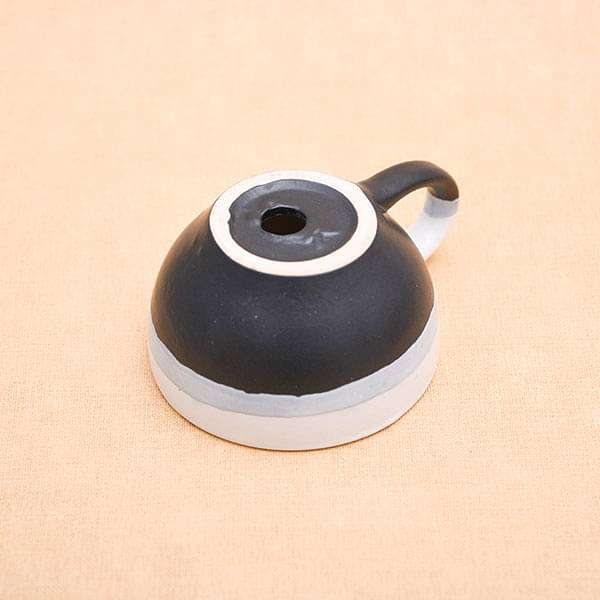 4.4 inch (11 cm) CP001 Cup Shape Round Ceramic Pot with Plate (White, Black)