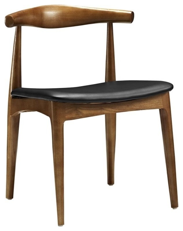 Hawthorne Collections 18 quotModern Leather Dining Side Chair in Black   Midcentury   Dining Chairs   by Homesquare  Houzz