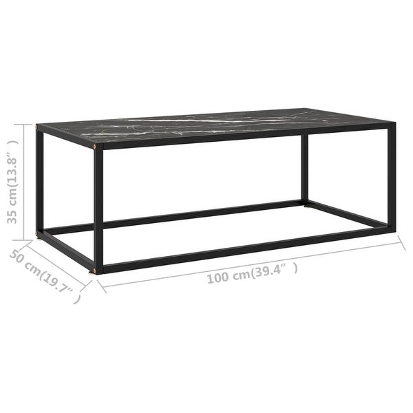 vidaXL Coffee Table Black with Black Marble Glass 39.4