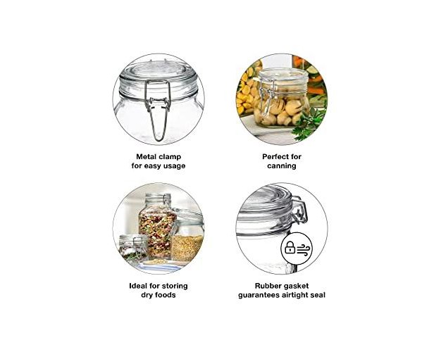 Bormioli Rocco Fido Clear Glass Jar With 85 Mm Gasket 1 Liter pack Of 2