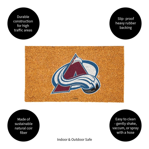 Evergreennhlcolorado Avalanche Logo Natural Coir 28 X 16 Inches Indoor Outdoor Doormat