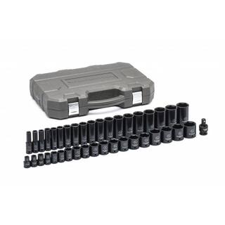 GEARWRENCH 12 in. Drive 6-Point SAE Standard  Deep Impact Socket Set (39-Piece) 84947N