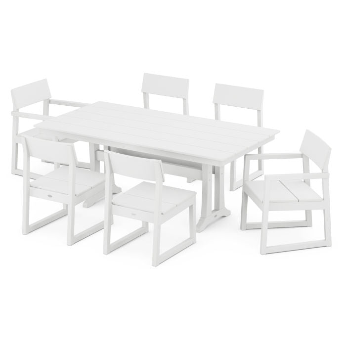 Polywood EDGE 7-Piece Farmhouse Trestle Dining Set PWS717-1