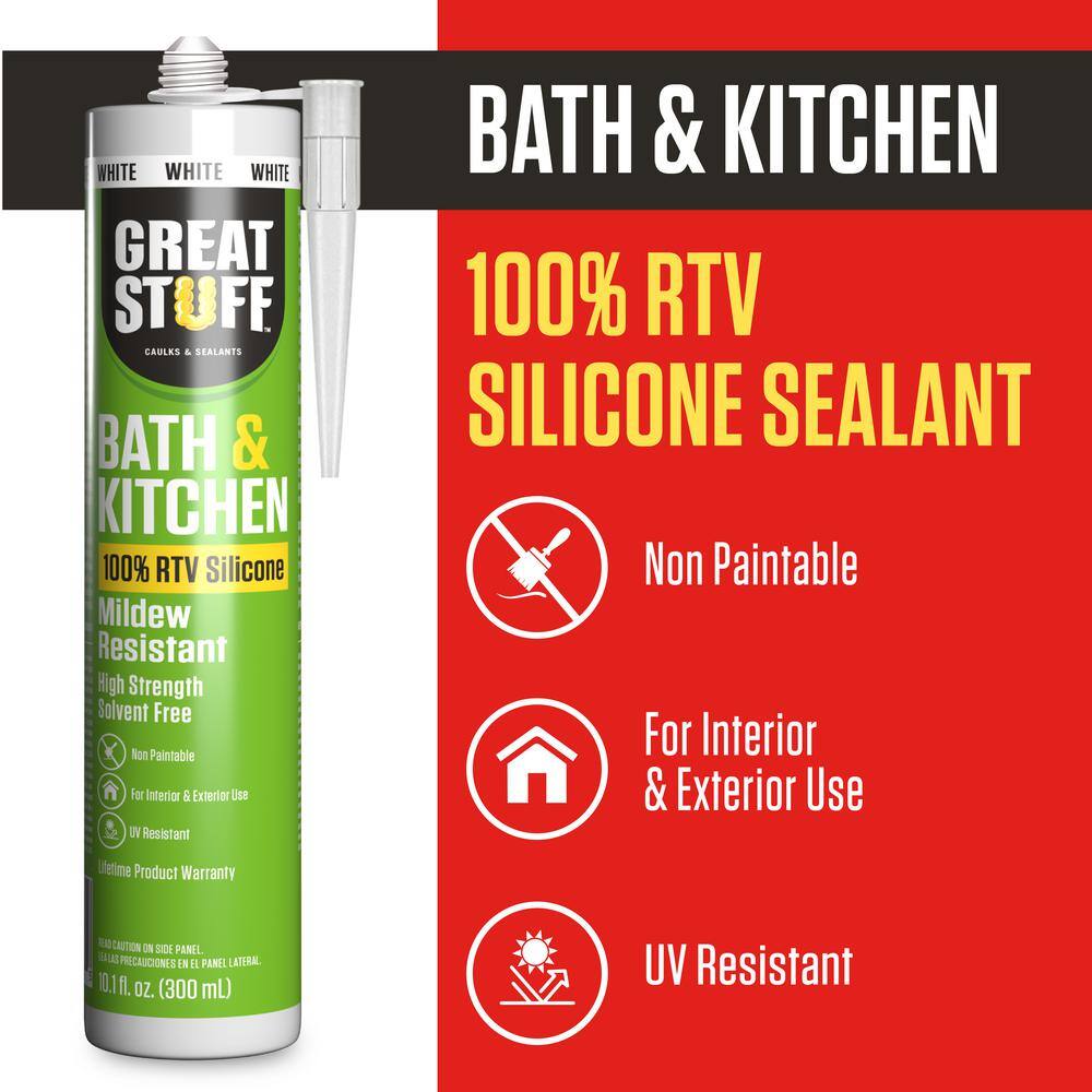 GREAT STUFF 10.1 fl. oz. Clear Bath and Kitchen General Purpose 100% RTV Silicone Sealant (2-Pack) 99BATH3004X02