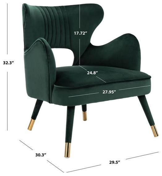 Blair Wingback Accent Chair Forest Green/Gold Safavieh   Midcentury   Armchairs And Accent Chairs   by HedgeApple  Houzz