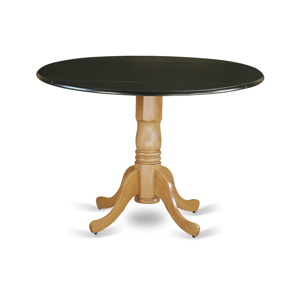 East West Furniture Dublin Dining Room Table   a Round kitchen Table Top with Dropleaf   Pedestal Base  Finish Options)